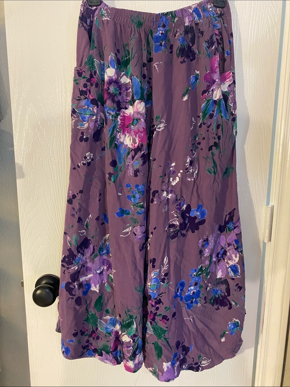 Purple Floral Wide-Leg Women's Pants